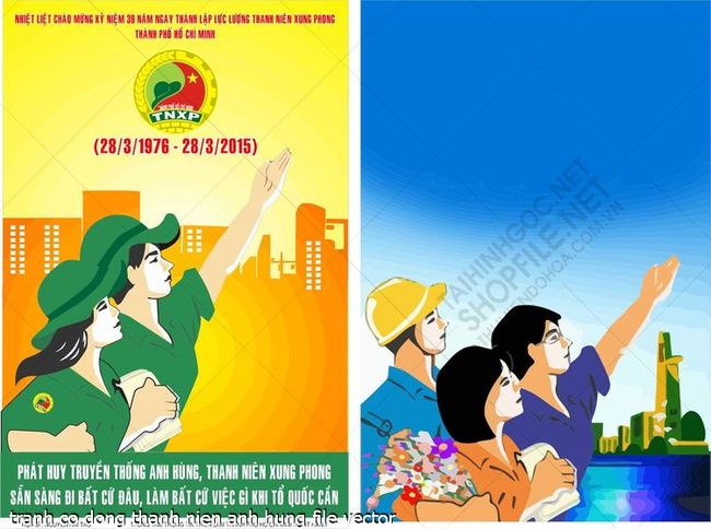 tranh co dong thanh nien anh hung file vector